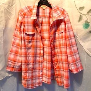 ST. JOHN’S BAY ORANGE CHECKERED SHIRT SZ XLT